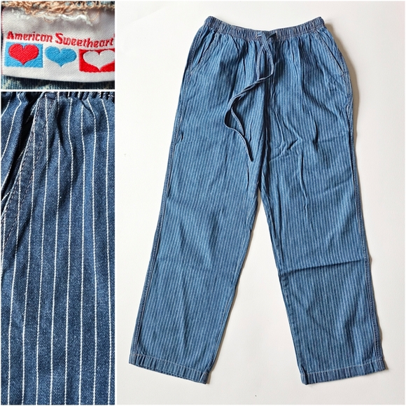 American Sweetheart Pants - American Sweetheart Blue Pinstripe 100% Cotton Denim Pants Size M